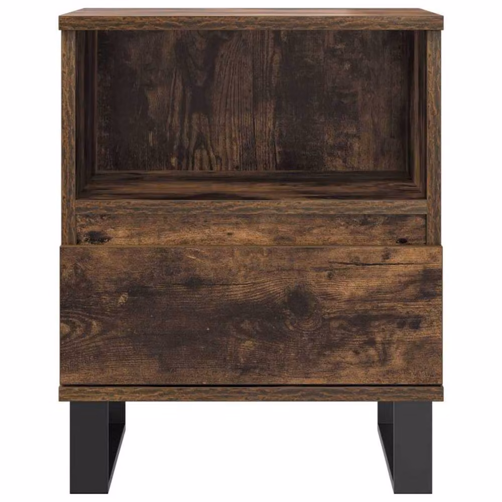 Berkfield Home Modern Bedside Cabinets, 2 Piece Set in Smoked Oak Brown, W/D/H: 40 x 35 x 50 cm – 4
