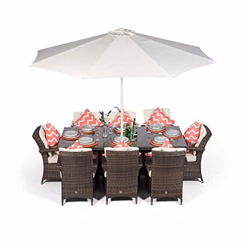 Thats Furniture Arizona 8 Seater Rattan Garden Dining Set in Brown and Grey – 1