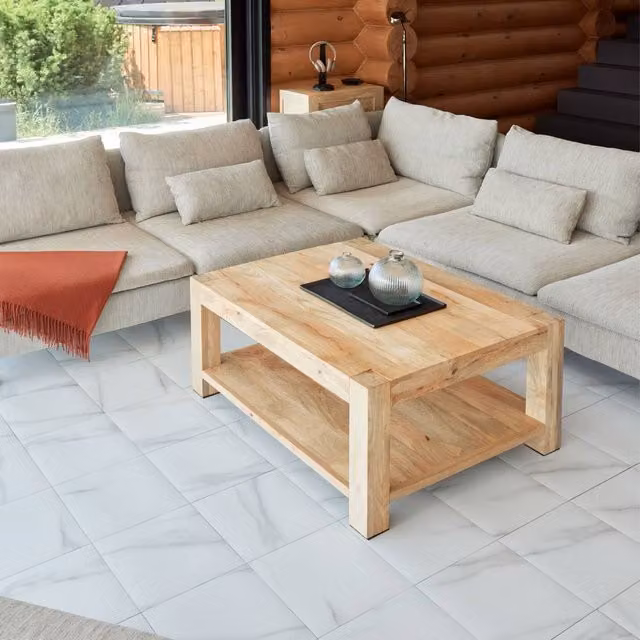 Novecrafto White Marble Self Adhesive Square Vinyl Floor Tiles, 34 Pack, W/D/H: 45.72 x 45.72 x 45.72 cm – 1