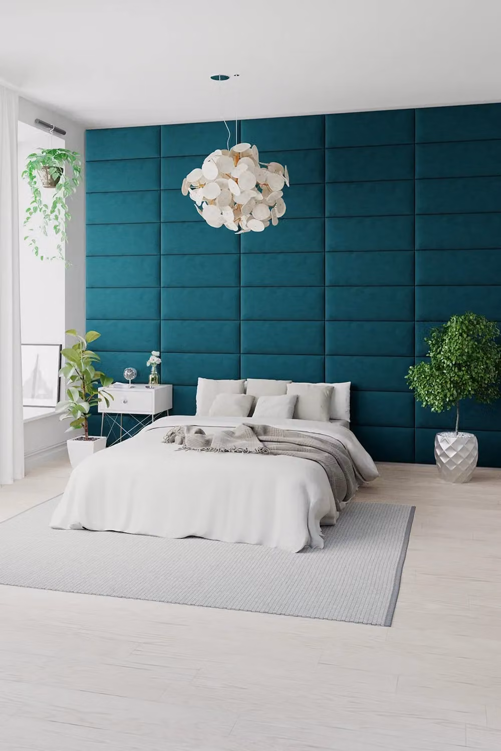 Aspire EasyMount Modular DIY Wall Mounted Upholstered Headboard Panels in Silver Plush Velvet Fabric, Pack of 2