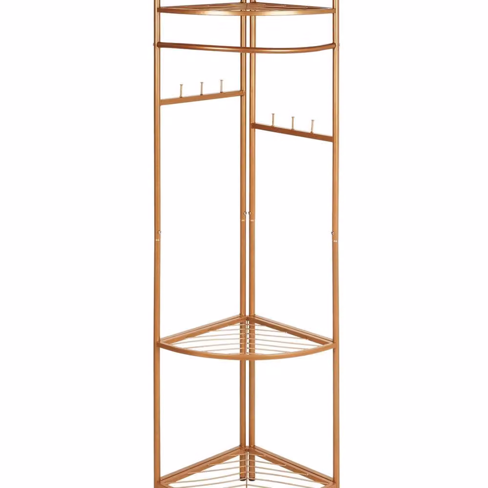 Wyld and Coco Industrial Gold Matt Metal Clothes Rail with Dual Hook and Rail Matrix, Height: 160 cm – 2