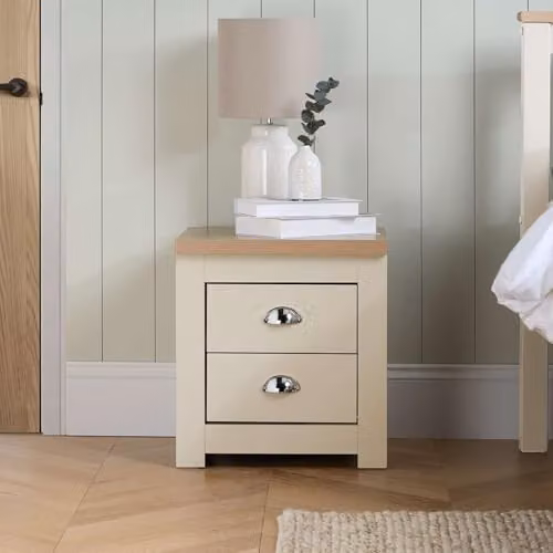 Birlea Highgate 2 Drawer Bedside Table in Cream and Oak Effect – 2