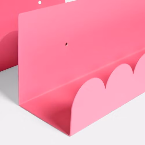 OHS Set of 2 Scallop Wall Mounted Floating Shelves in Pink – 2