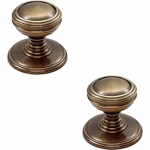 Loops 2 Pack Brushed Bronze Ringed Tiered Cupboard Door Knobs