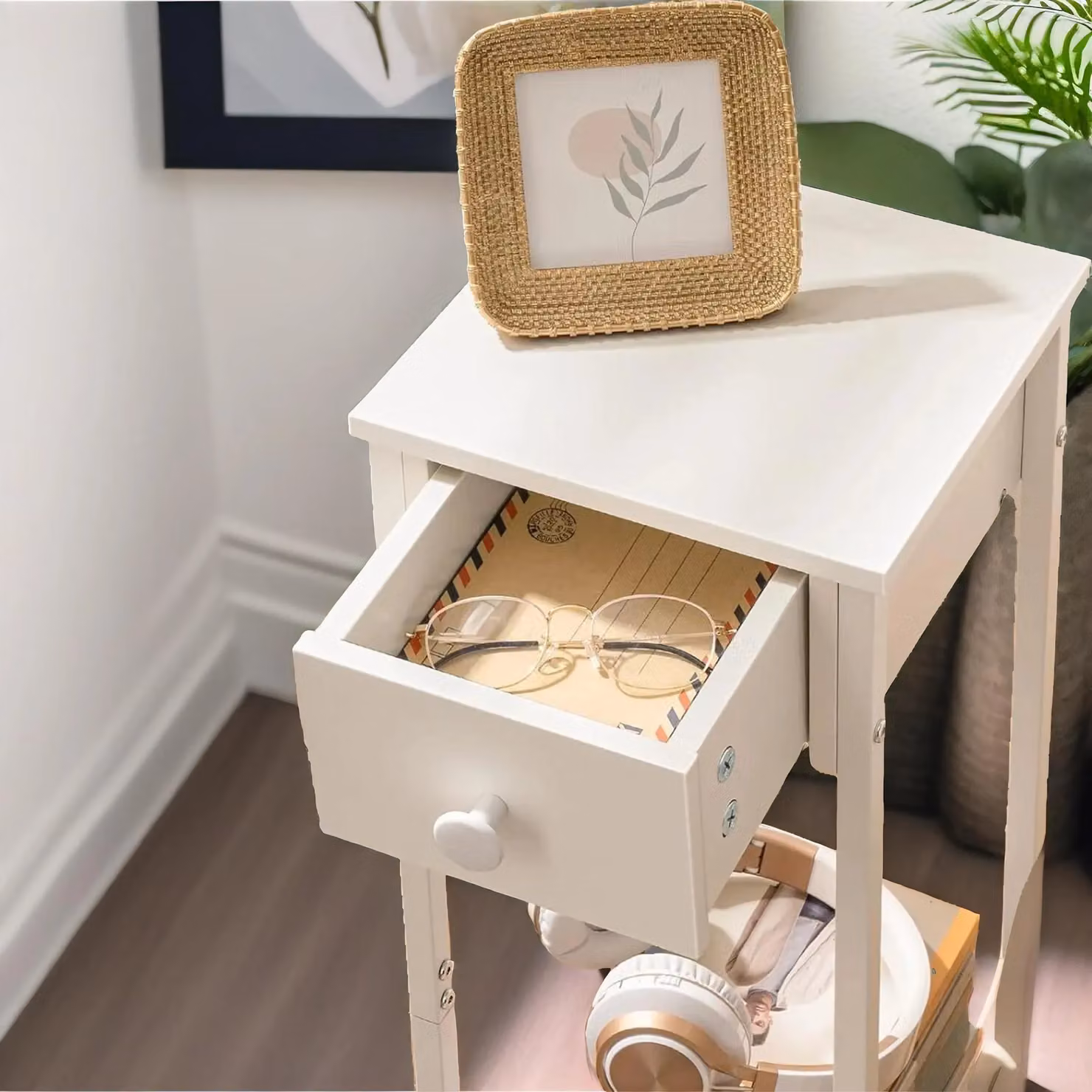 Rafaelo Mobilia Set of 2 Tall Bedside Tables in White – 2