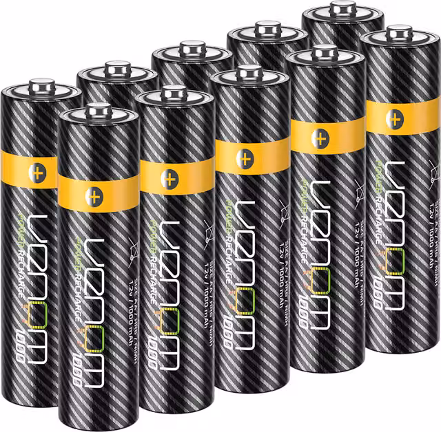 Venom AA Rechargeable Batteries, 10 Pack, Orange and Multicolour
