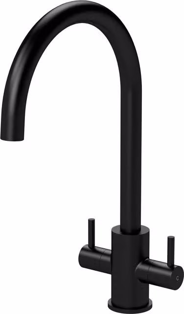 Balterley Lacerta Kitchen Mono Mixer Tap with High Curved Swivel Spout and Dual Lever, Matt Black – 1