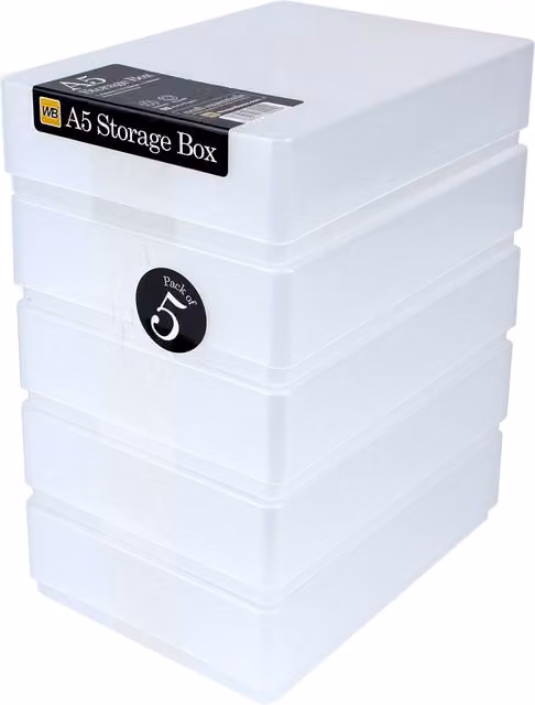 WestonBoxes Silver and Transparent Plastic Craft Storage Boxes with Lid for Art Supplies and Paper