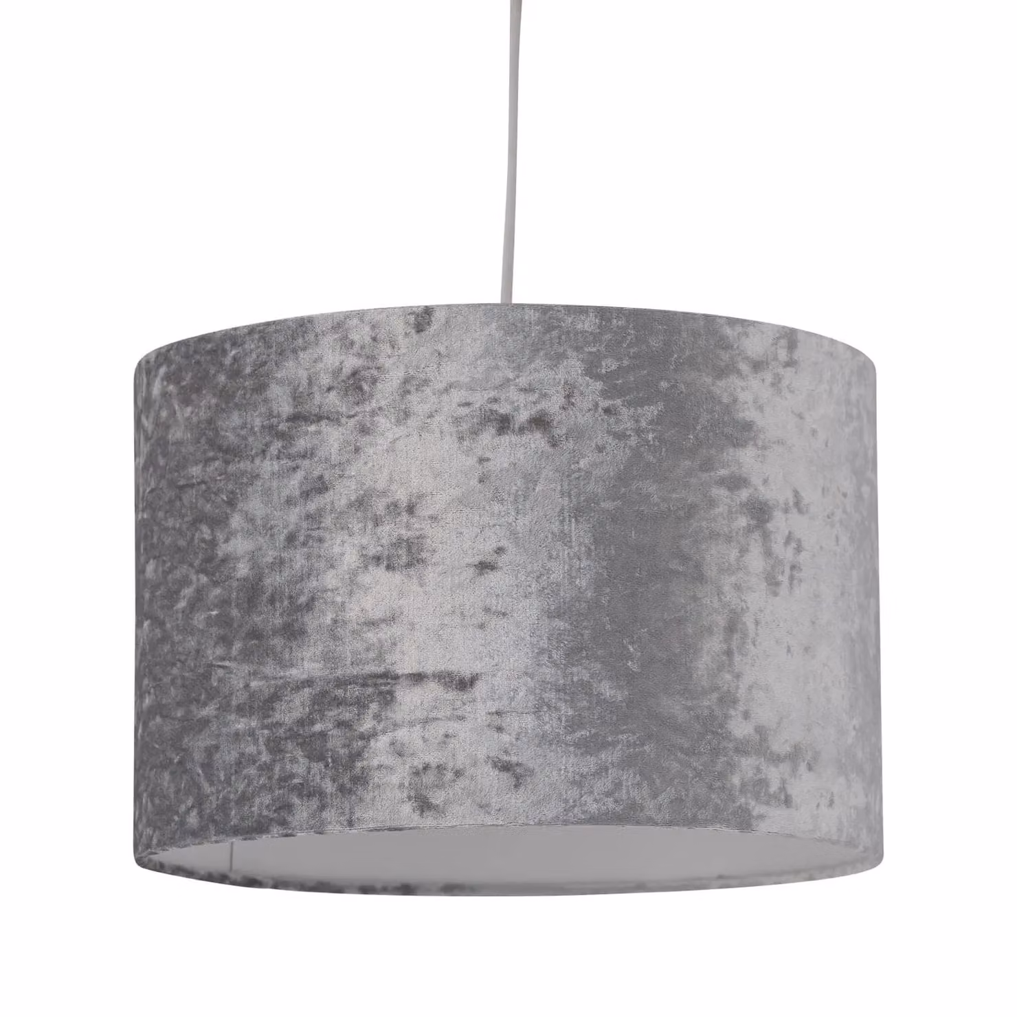 First Choice Lighting Set of 2 Grey Crushed Velvet Round Pendant Lightshades, Diameter: 25 cm – 2