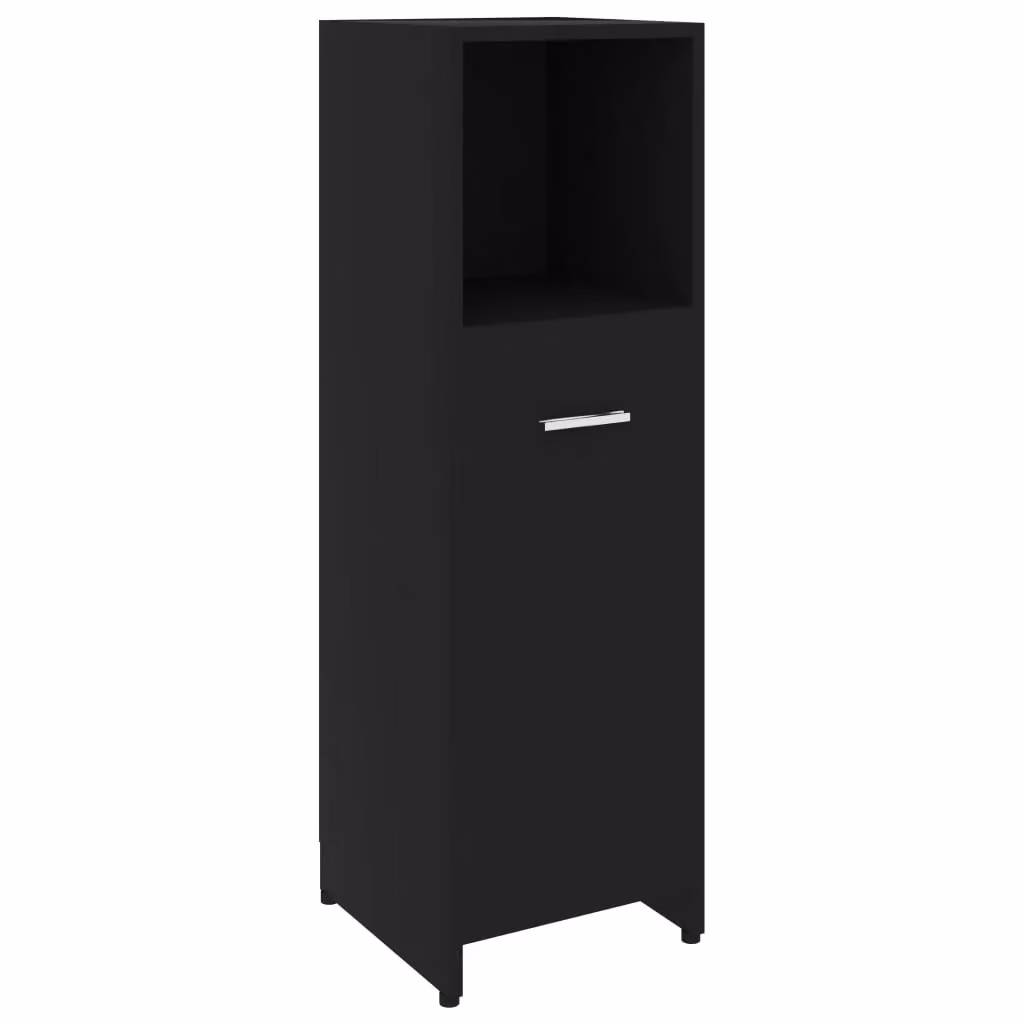 Berkfield Home Modern Black Bathroom Cabinet with Hinged Doors and Internal Shelves, W/D/H: 30 x 30 x 95 cm – 2