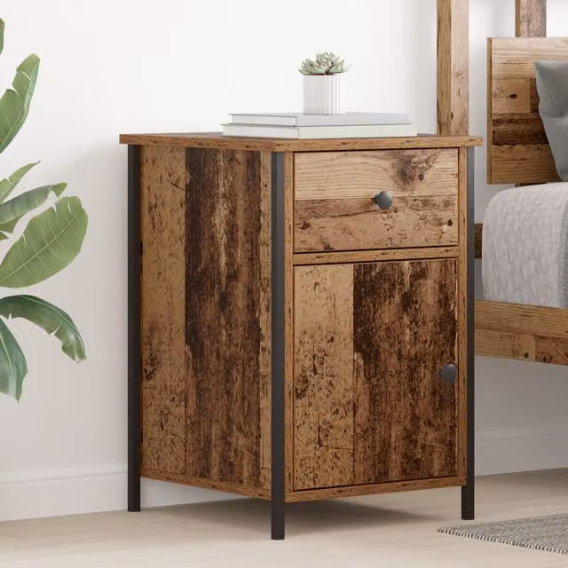 Berkfield Home Set of 2 Bedside Cabinets in Old Wood Brown, W/D/H: 40 x 42 x 60 cm