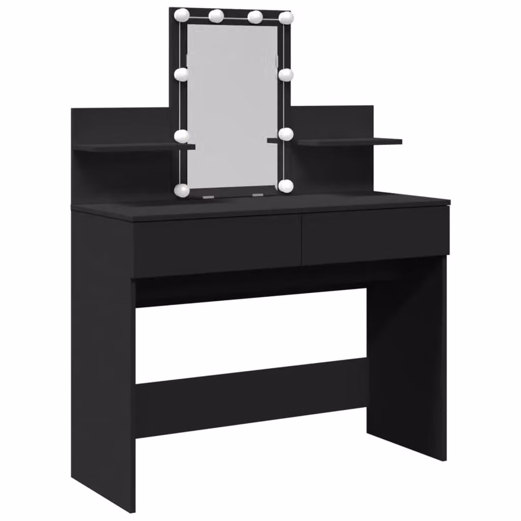 Berkfield Home Hollywood LED Dressing Table in Black, W/D/H: 100 x 40 x 130 cm – 2