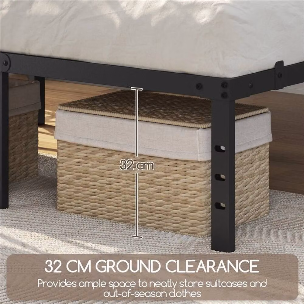 Kelvenix Metal Platform Bed Frame in Black, W: 135 cm, L: 190 cm – 3