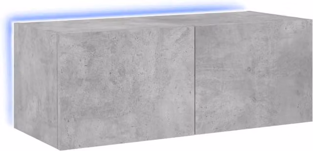 Berkfield Home Modern Wall Mounted TV Cabinet with Integrated LED Lights in Matt Concrete Grey, W/D/H: 80 x 35 x 31 cm