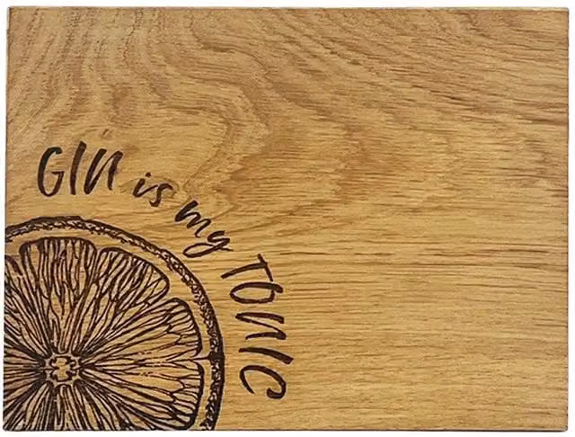 Selbrae House Gin Is My Tonic Oak Bar Board in Light Oak, Brown, W: 200 cm, D: 1500 cm