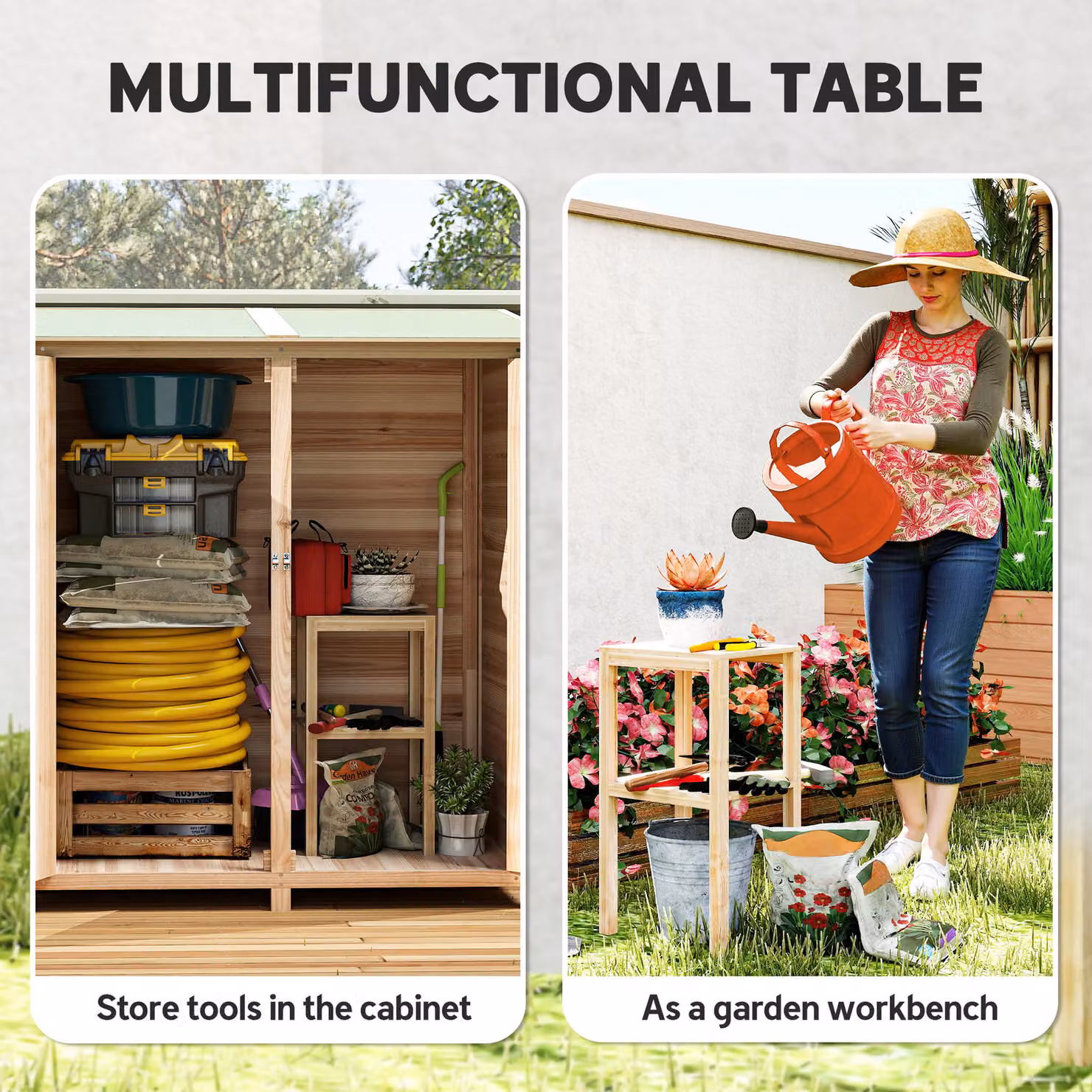 Outsunny Brown Rustic Wood Garden Shed with Double Doors and Pent Roof, W: 140 cm, H: 75 cm – 3