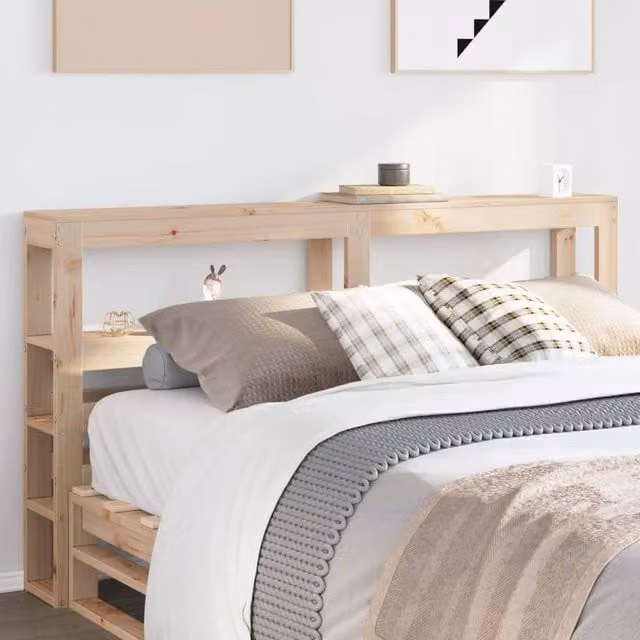 Berkfield Home Rustic Brown Solid Wood Pine Headboard with Shelves, Width: 140 cm – 1