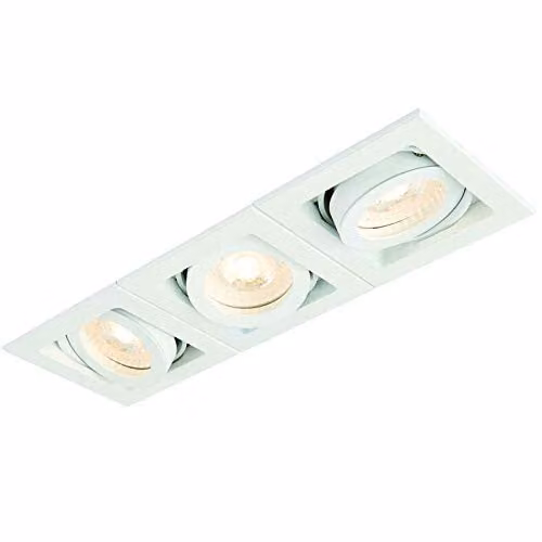 Loops Triple Square Adjustable Recessed Ceiling Spotlight White GU10 Dimmable Modern Downlight