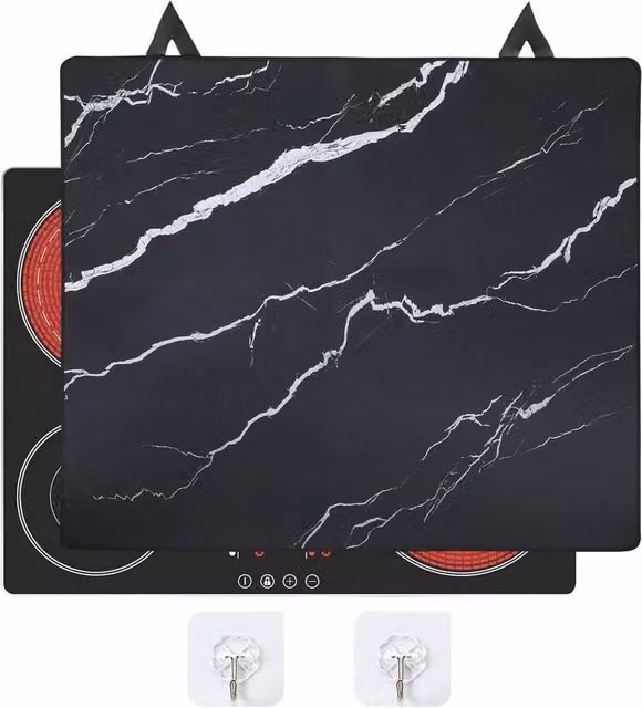 Hinsinc Heat Resistant Glass Hob Protector Mat, Black, W: 62 cm, D: 53 cm