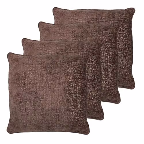 Kampala Hill Belmont Set of 4 Dusky Chenille Textured Square Decorative Cushions with Covers, W/D/H: 55 x 55 x 55 cm