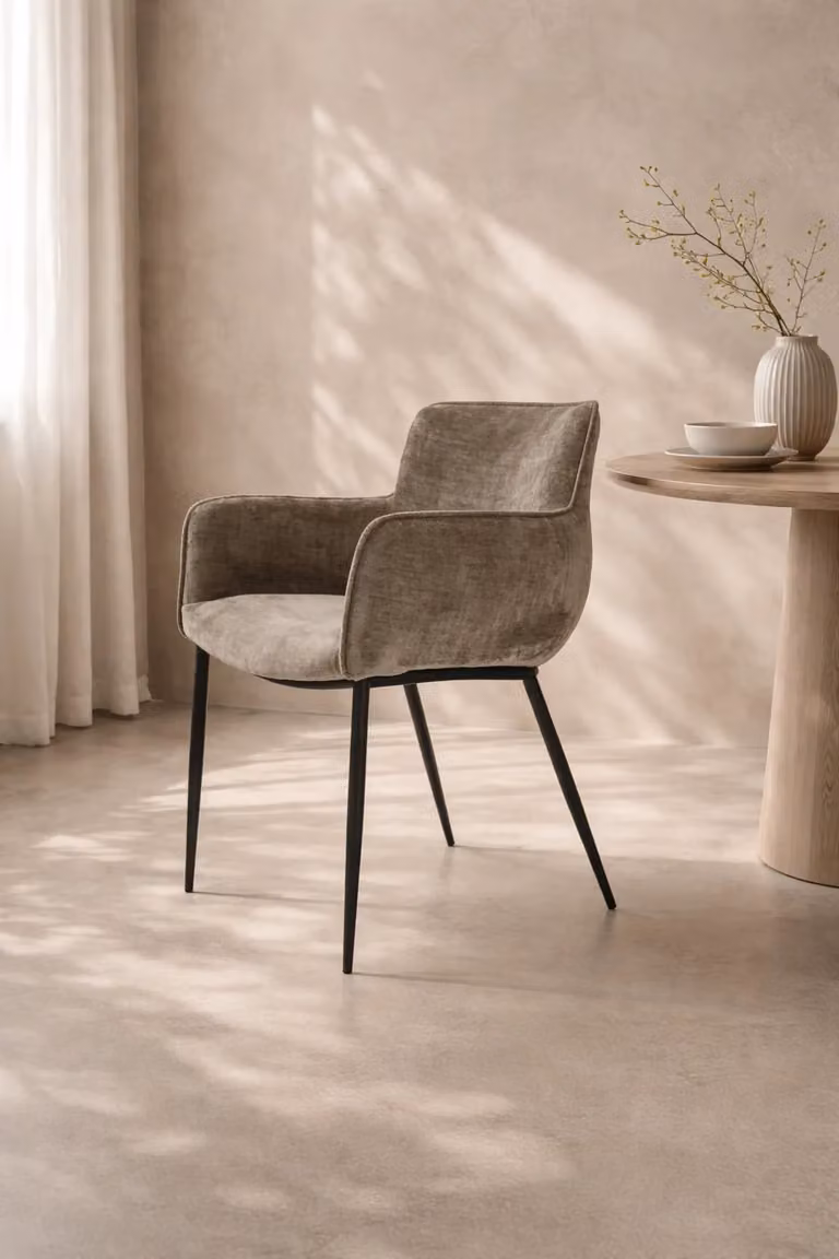 Tommy Franks Kim Dining Chair in Green Fabric with Metal Legs