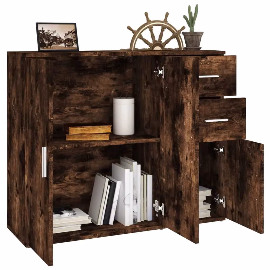 Berkfield Home Smoked Oak Sideboard in Brown, W/D/H: 91 x 29.5 x 75 cm – 4