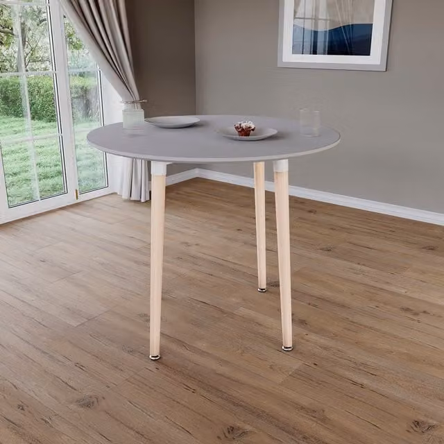 Vida Designs Batley Round Dining Table in Grey and Beech, Diameter: 80 cm