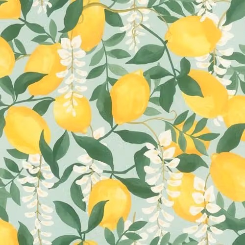 Rasch Portofino Self-Adhesive Non-Woven Botanical Wallpaper in Yellow, Green, White and Blue – 1