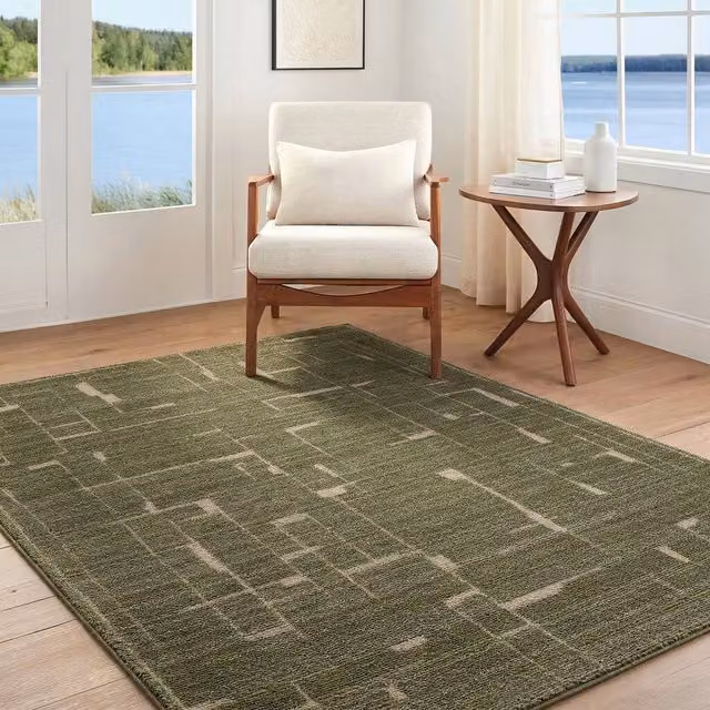 Livabliss Alba Modern Geometric Living and Dining Rug in Green and Brown, W: 160 cm, L: 215 cm – 1