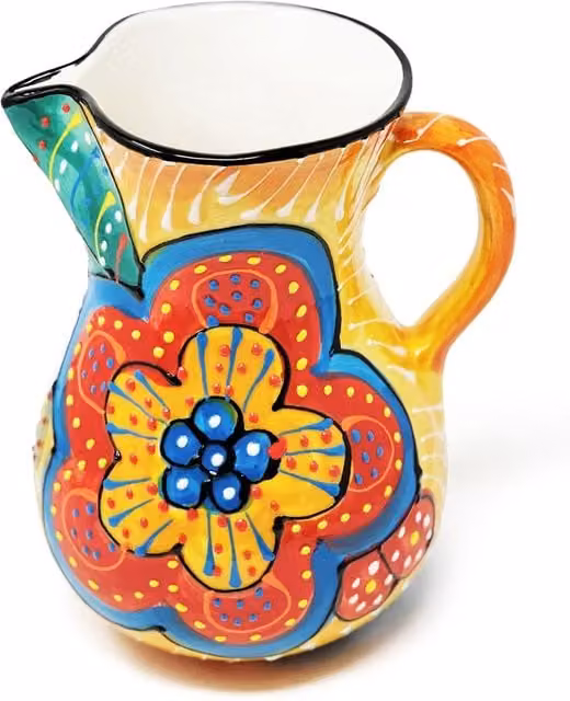 Verano Spanish Ceramics Hand Painted Floral Ceramic Pourer Jug, 2 l, Red and Yellow – 1