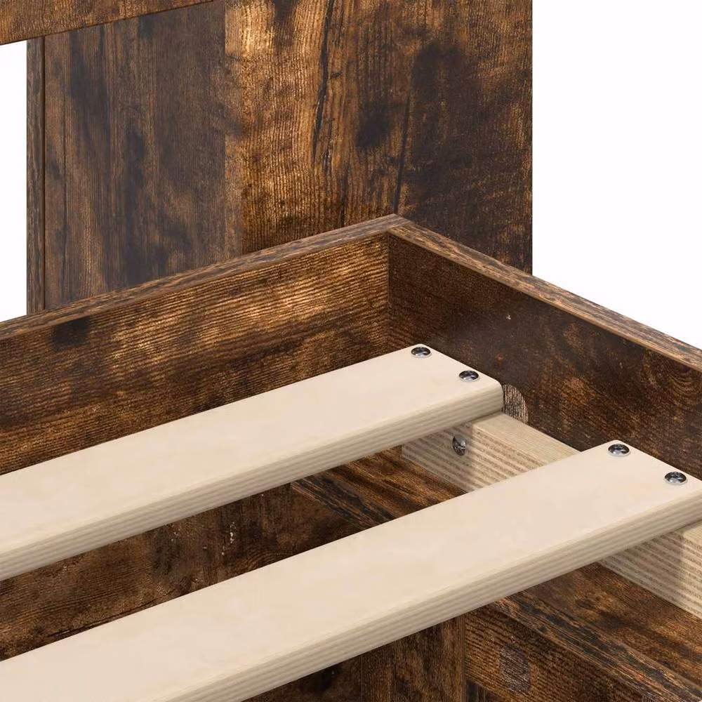 Berkfield Home Modern Bed Frame with Storage Drawers in Smoked Oak Brown, W: 80 cm, L: 200 cm – 4