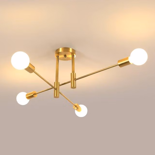 Pheashine Gold Sputnik Modern Flush Mount Ceiling Light with Glass Shades and E27 Socket