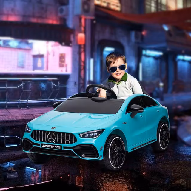 AIYAPLAY Mercedes-AMG CLA 45 Licensed 12V Electric Ride on Car with Light and Sound, Blue
