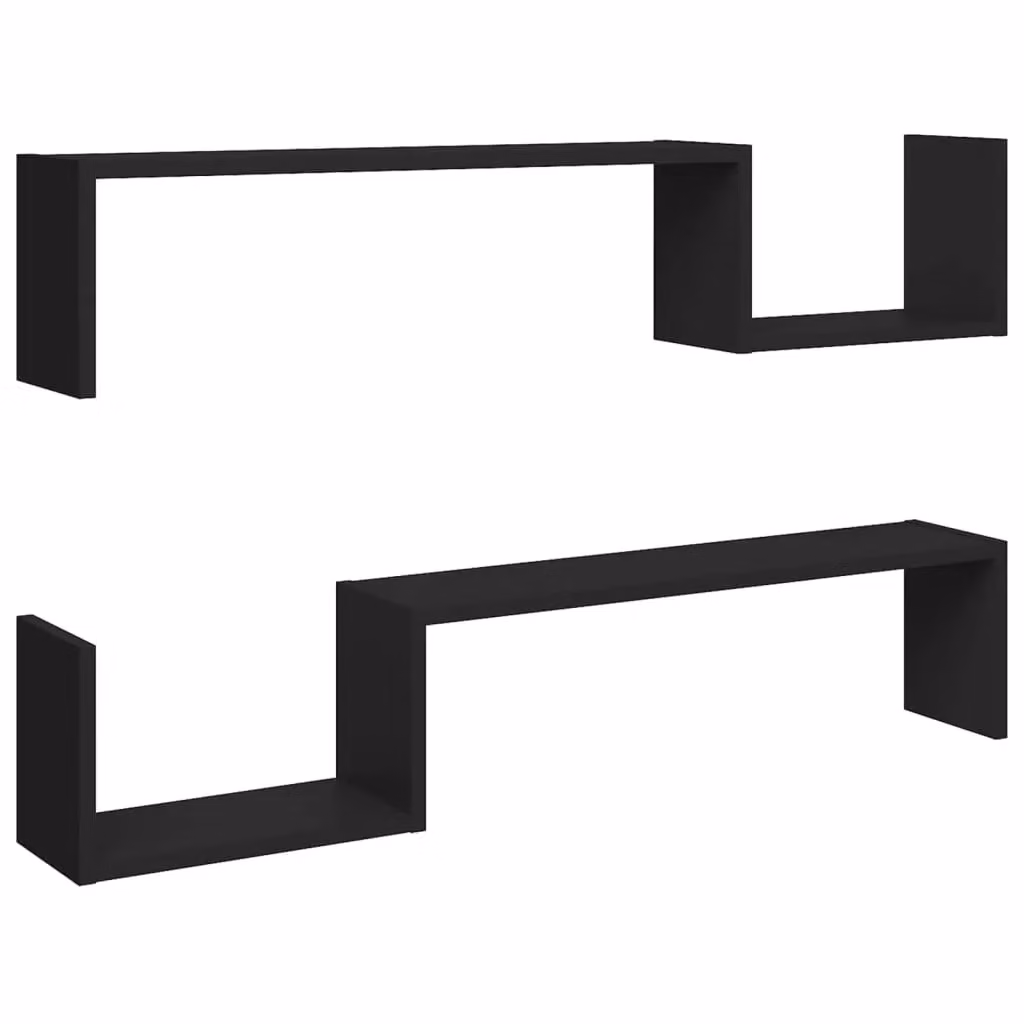 Berkfield Home Wall Mounted Shelf Set of 2, Black, W/D/H: 100 x 20 x 15 cm – 2