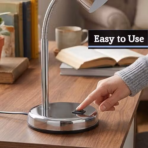 Orsina Adjustable Chrome Desk Lamp in Silver for Reading and Task Lighting – 4