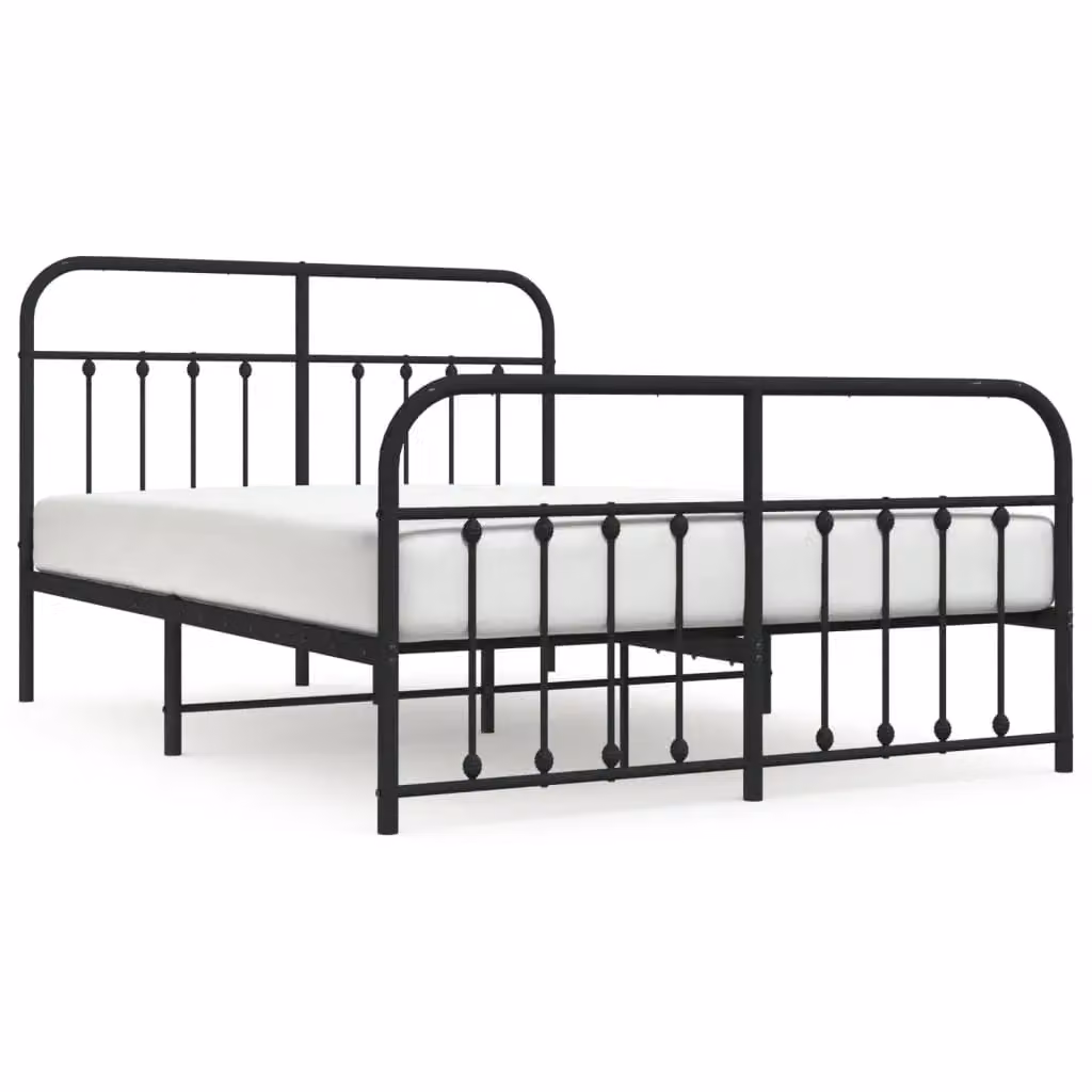 Berkfield Home Metal Bed Frame with Headboard and Footboard in Black, 140 x 200 cm – 2