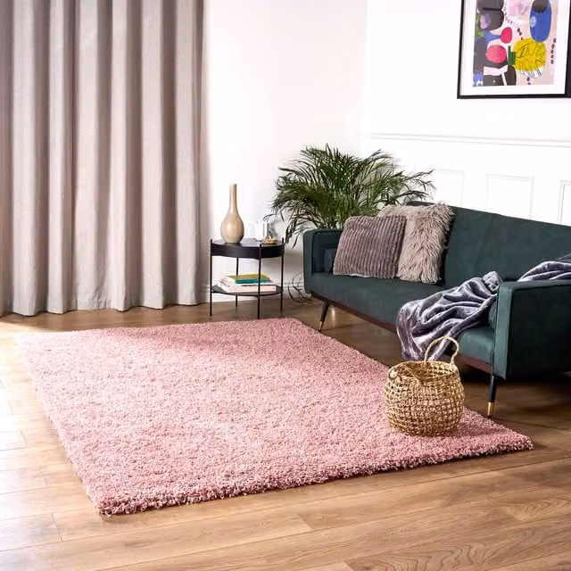 Bravich California Shaggy Rug in Pink, W: 290 cm, D: 200 cm