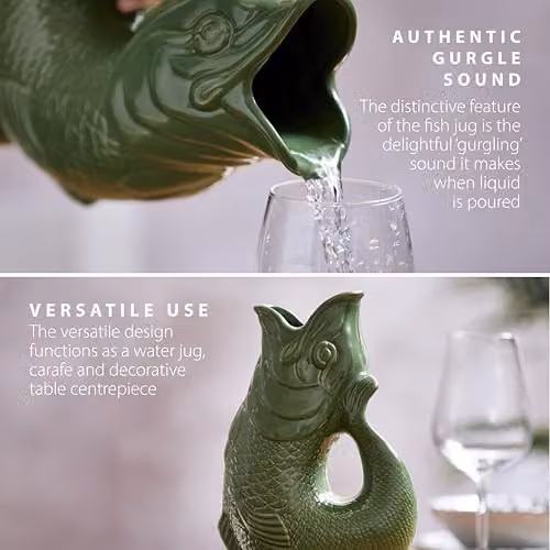 Wade Ceramic Fish Jug, Green and White, 0.6 l – 4