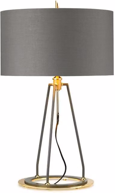 Loops Table Lamp in Grey and Gold with Fabric Shade and E27 LED Compatibility