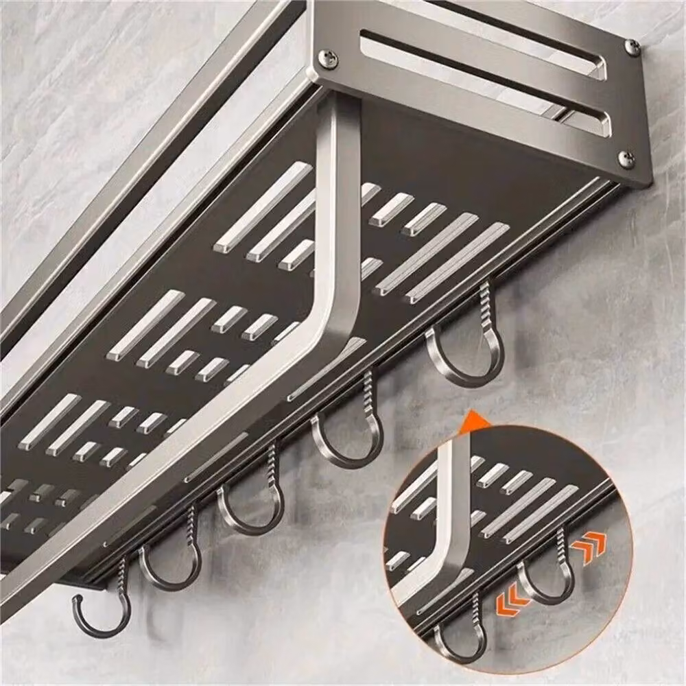 Nordara 40 Wall-Mounted Kitchen Hook and Rod Rack in Silver, Width: 100 cm – 3