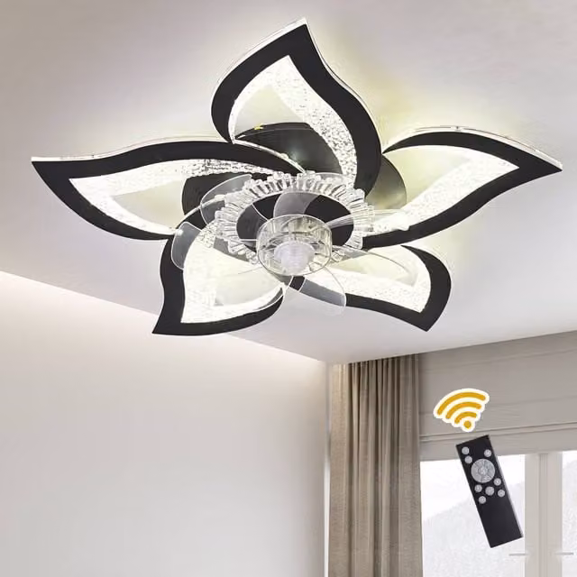 NIVOR Dimmable LED Ceiling Fan with Remote Control and Reversible Silent Motor in Black
