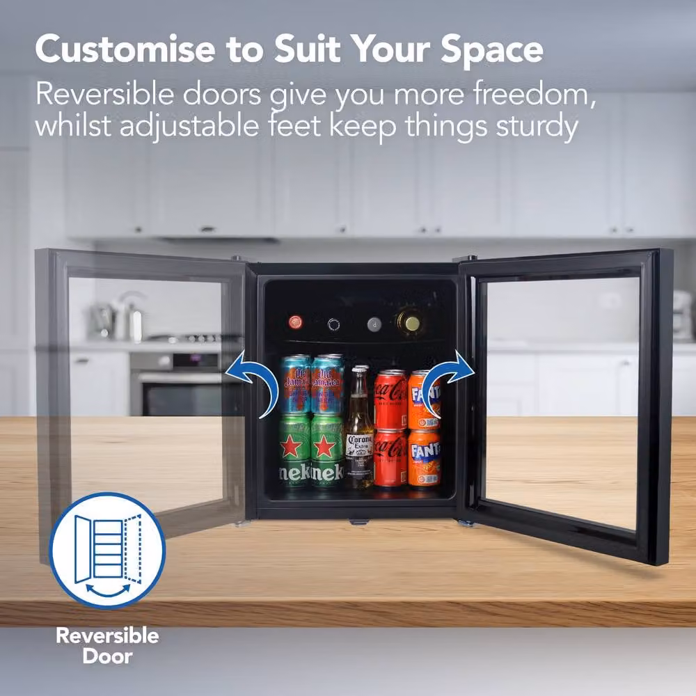 Igenix Black Compressor Table Top Drinks Fridge with 48 Litre Capacity and Lockable Glass Door – 7