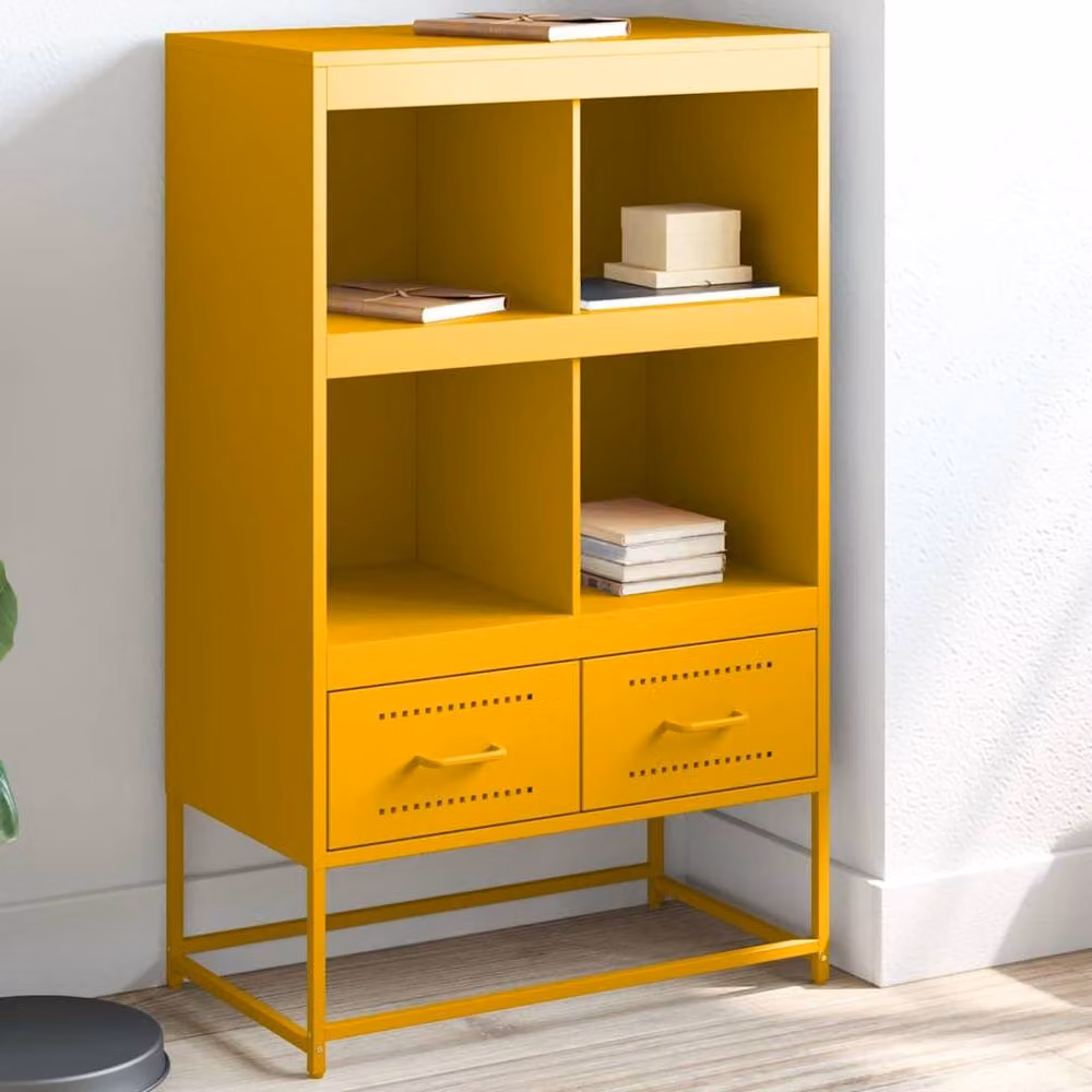 Berkfield Home Modern Mustard Yellow Metal Highboard W/D/H: 68.5 x 39 x 111.5 cm – 2