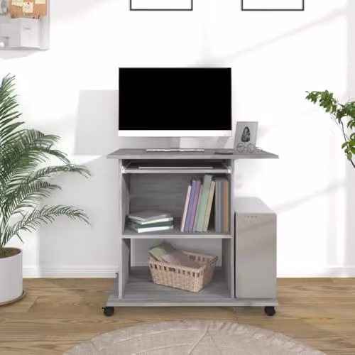vidaXL Computer Desk in Grey Sonoma, W/D/H: 80 x 50 x 75 cm – 2