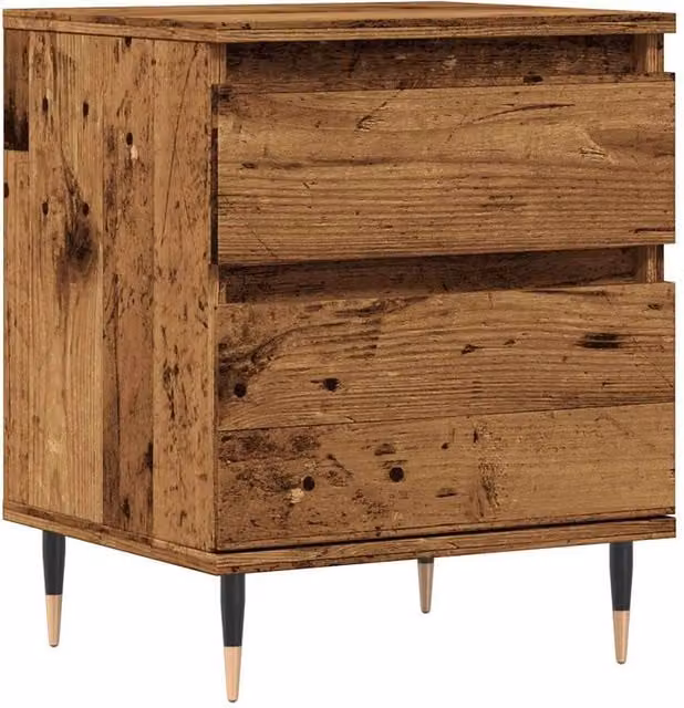 Berkfield Home Bedside Cabinet in Brown Old Wood, W: 40 cm, D: 35 cm, H: 50 cm