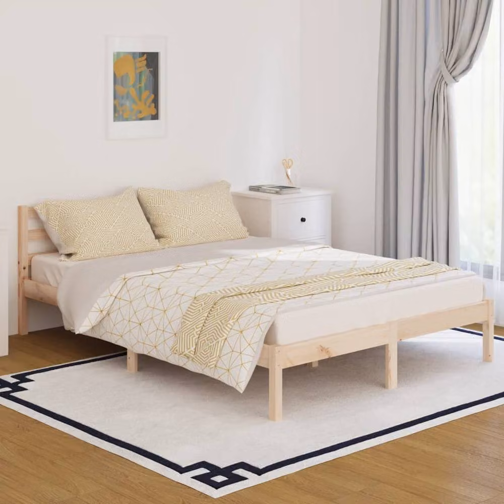 Berkfield Home Beautiful Day Bed Solid Wood Pine Double in Beige, W/D/H: 200 x 140 x 69.5 cm – 2