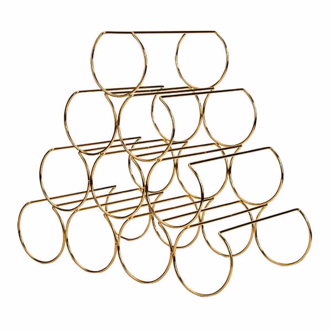 Madison & Mayfair Art Deco Style Gold Metal Rounded Wine Rack H 38.6 x W 33.4 x D 20.7 cm – 2