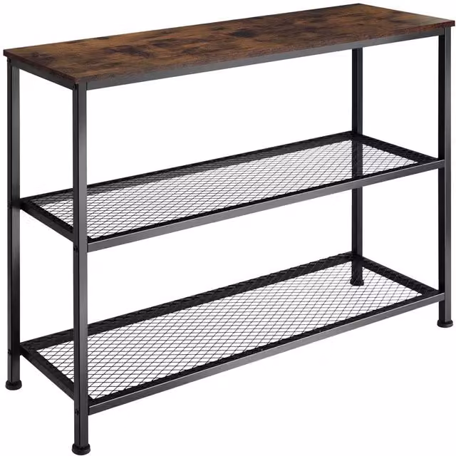 tectake Bristol Industrial Style Console Table with 2 Wire Shelves in Brown – 7