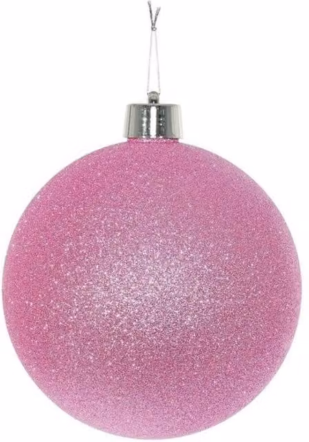 KDMD Pink Glitter Shatterproof Round Christmas Bauble, Diameter: 15 cm