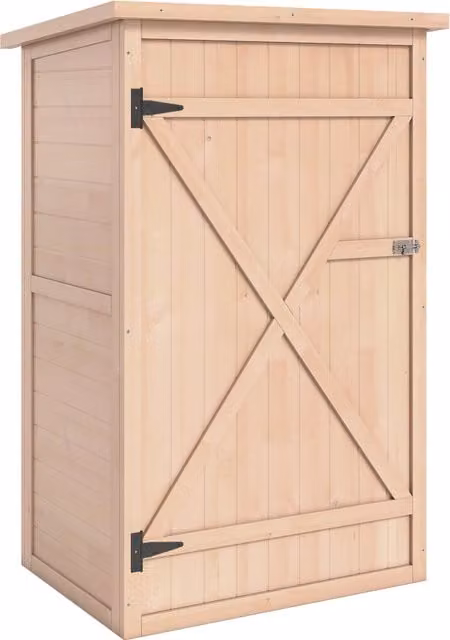 Outsunny Fir Wood Garden Tool Cabinet Organiser with Shelves and Bolt Latch, W/D/H: 56 x 75 x 115 cm